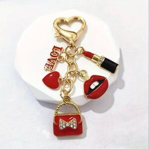 Purse Charm - Heart and Red Lip Purse